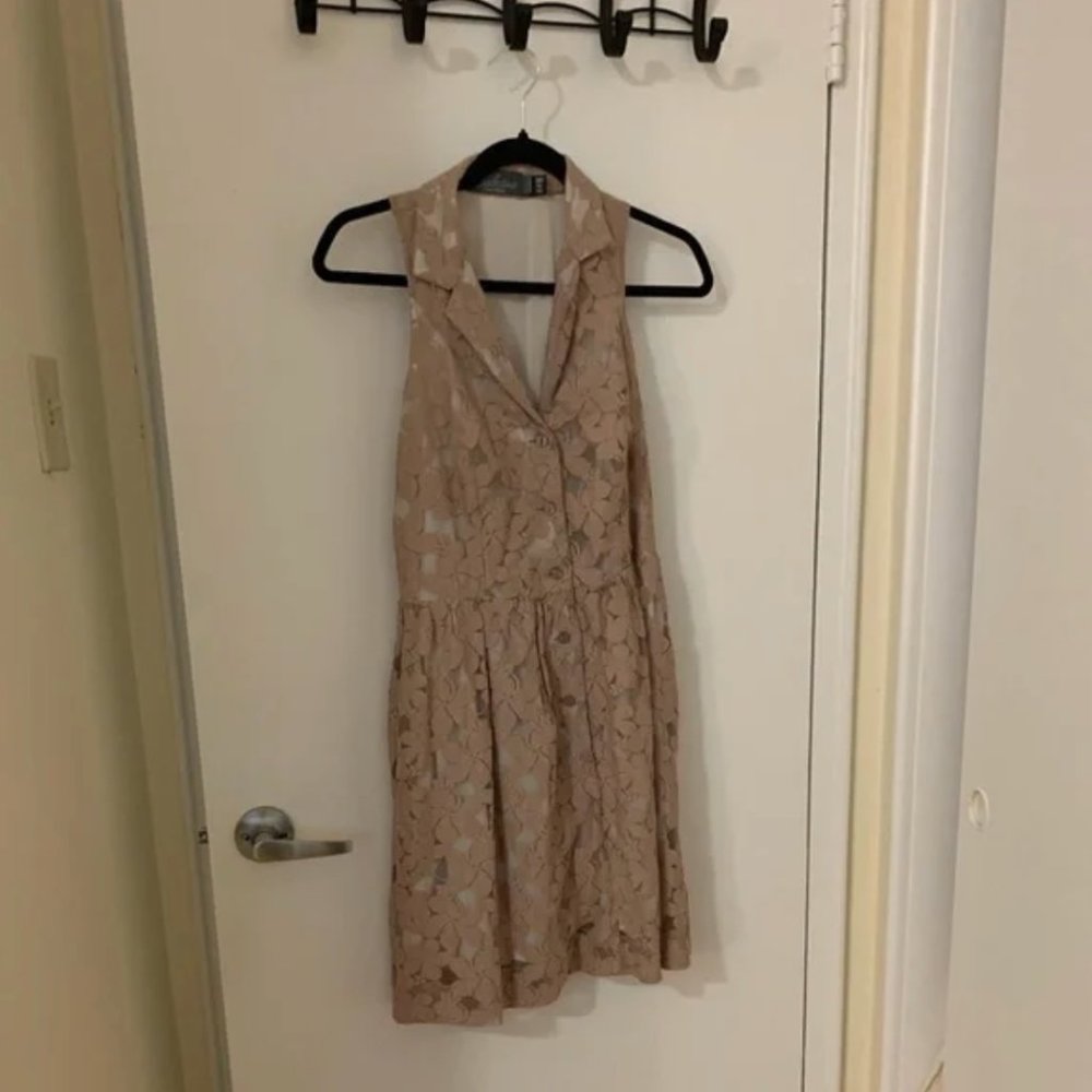 Brown Tan Lace Dress